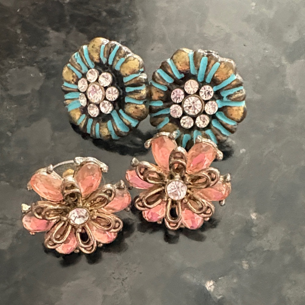 Floral Crystal Earrings Set